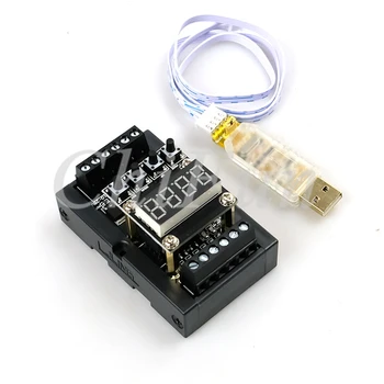 PLC industrial control board digital tube machine FX1N-10MT delay module 6 input 4 output 10-28VDC rail + Programming line