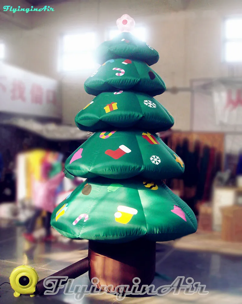 3m Indoor&Outdoor Christmas Inflatable Tree Full Printing Simulated Inflated Xmas Tree Balloon For Yard Decoration