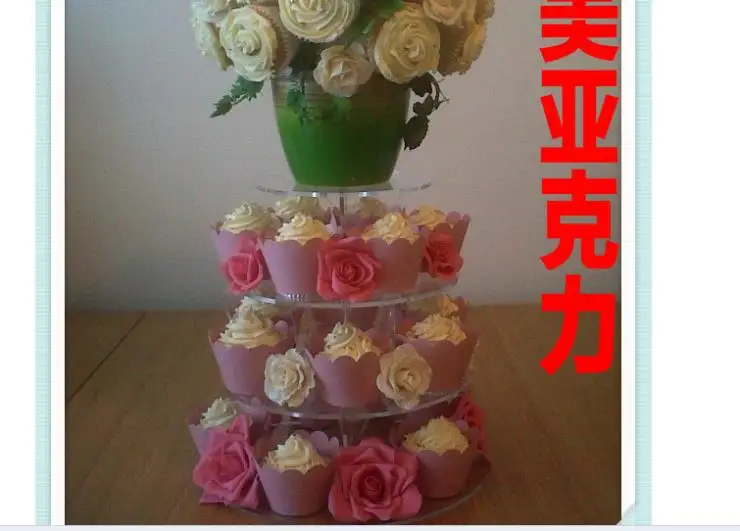 

Fashion creative European 4 tier acrylic candy cake wearing dried fruit snacks acrylic cupcake stand