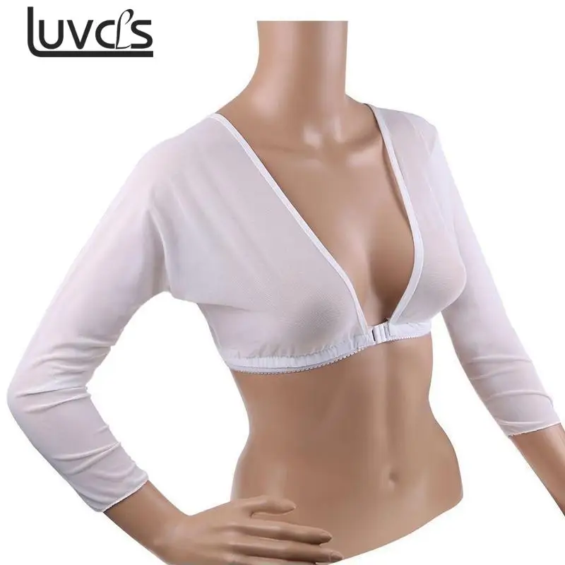 T-shirt à manches longues en maille pour femme, bouton avant, manches à fond, couverture de bras, initié, noir, blanc, mode, 1 pièce