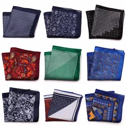 Tailor Smith New Designer Pocket Square Printed Microfiber Paisley Checked Fashion Handkerchief Dot Paisley Floral Stye Hanky