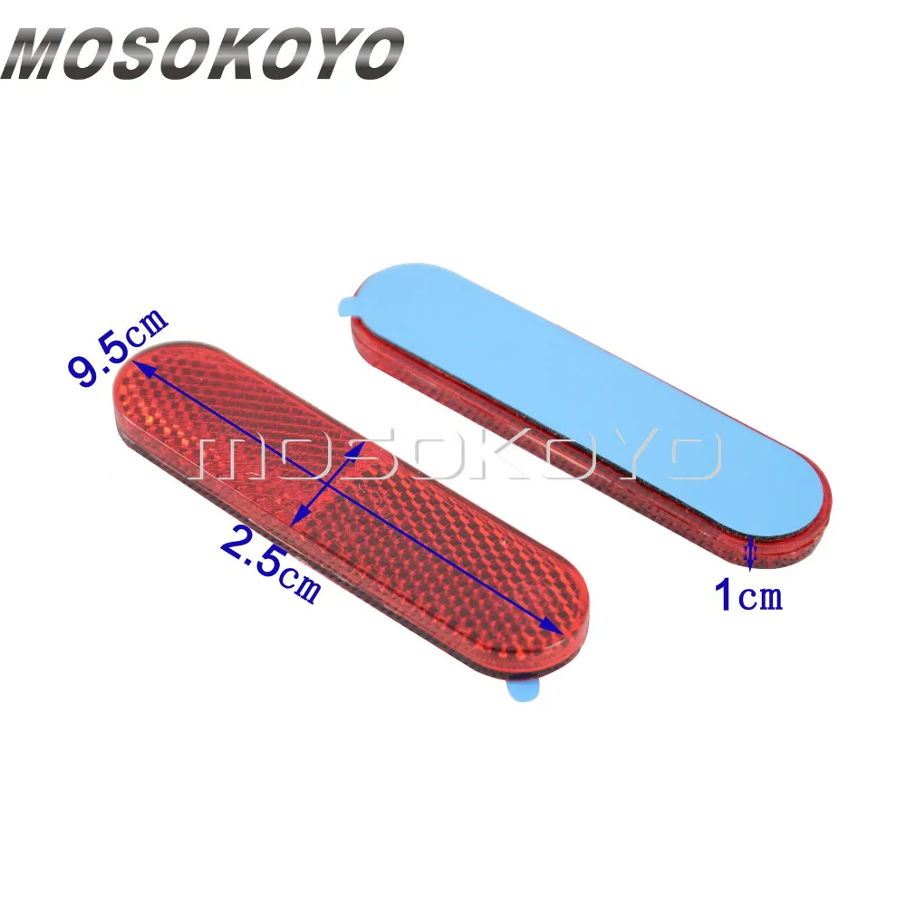 2pcs Stick On 9.5cm*2.5cm Safety Warning Reflector Self Adhesive Tape Reflector Plate Sticker for Motorcycle Bike ATV Truck