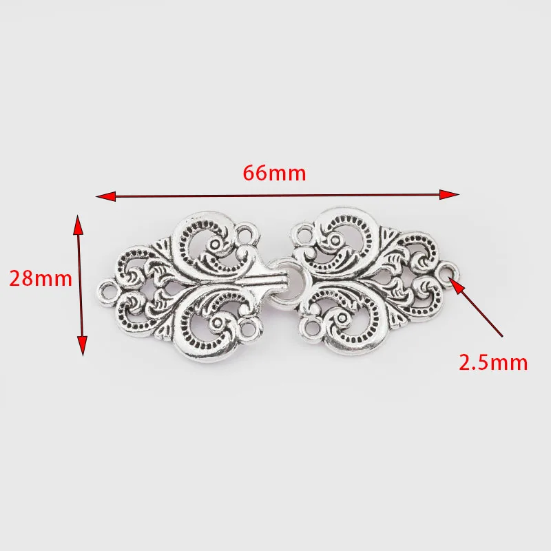 3sets Tibetan Silver Cardigan Clip clasps Swirl Flower Cape Cloak Clasp Fasteners Sew On Hooks Eyes Cardigan Clip Metal Fastener