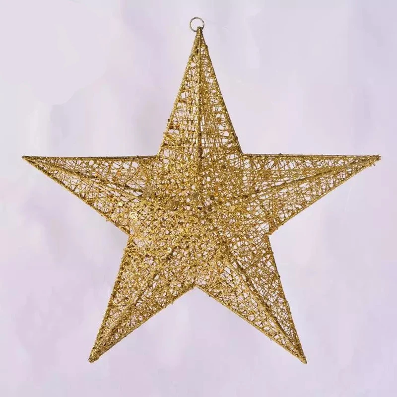 Christmas Decor Star Ornaments DIY Crafts Kids Gift for Home Christmas Tree Party Decoration New Year Iron Art Glitter Pentagram