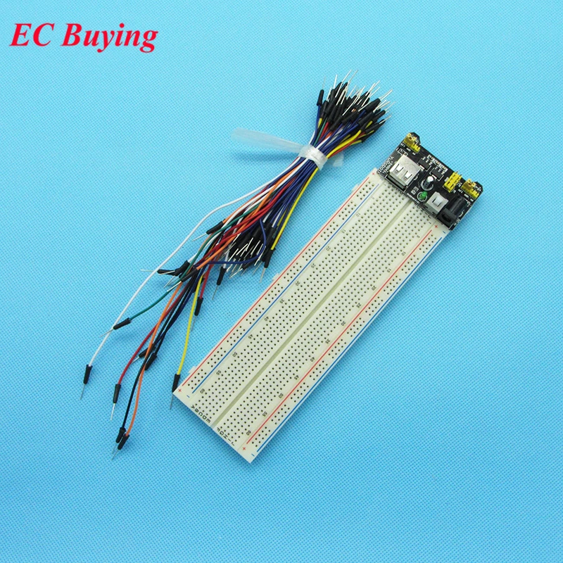 Płyta chlebowa MB102 moduł zasilania 3.3V/5V + MB-102 prototyp bez lutowania 830 zestaw do tworzenia płytek prototypowych + 65 elastycznych przewody połączeniowe