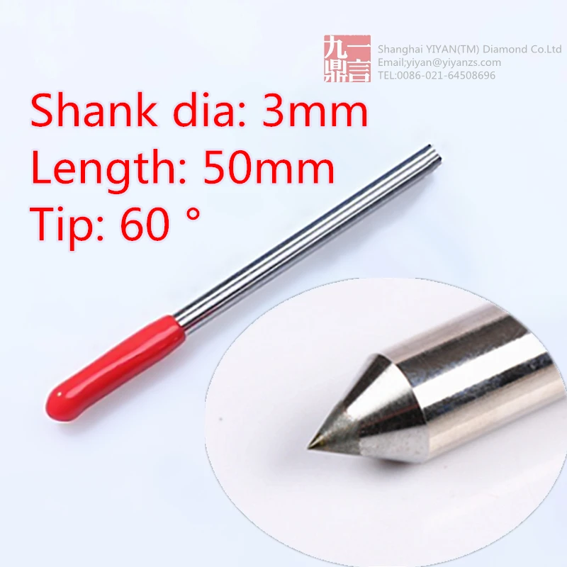 2pcs/lot 3mm diamond drag engraver bit with 60 degree tip diamond engraving tool drag bit for CNC metal drag engraver