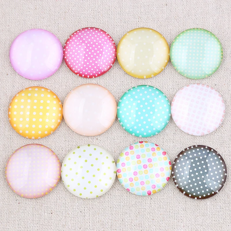 onwear mix podka dot color photo round glass cabochon 10mm 12mm 14mm 16mm 18mm 20mm diy jewelry components findings