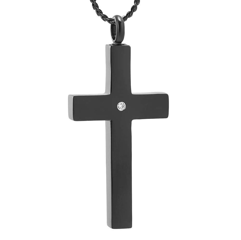 

K9848 Religious Crystal Cross Cremation Jewelry for Ashes Pendant Stainless Steel Holder Urn Memorial Keepsake Funeral Necklace