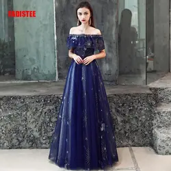 FADISTEE New arrival evening prom party dresses Vestido de Festa gown Robe De Soiree lace pattern little star navy blue long