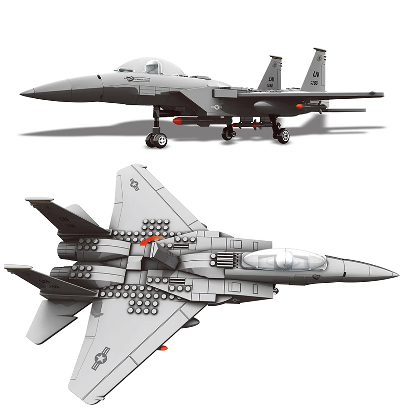 Military Series 270Pcs F-15 Eagle Fighter 593Pcs V-22 Building Blocks Assembly MOC Airplane Model Bricks Toys For Children Gifts