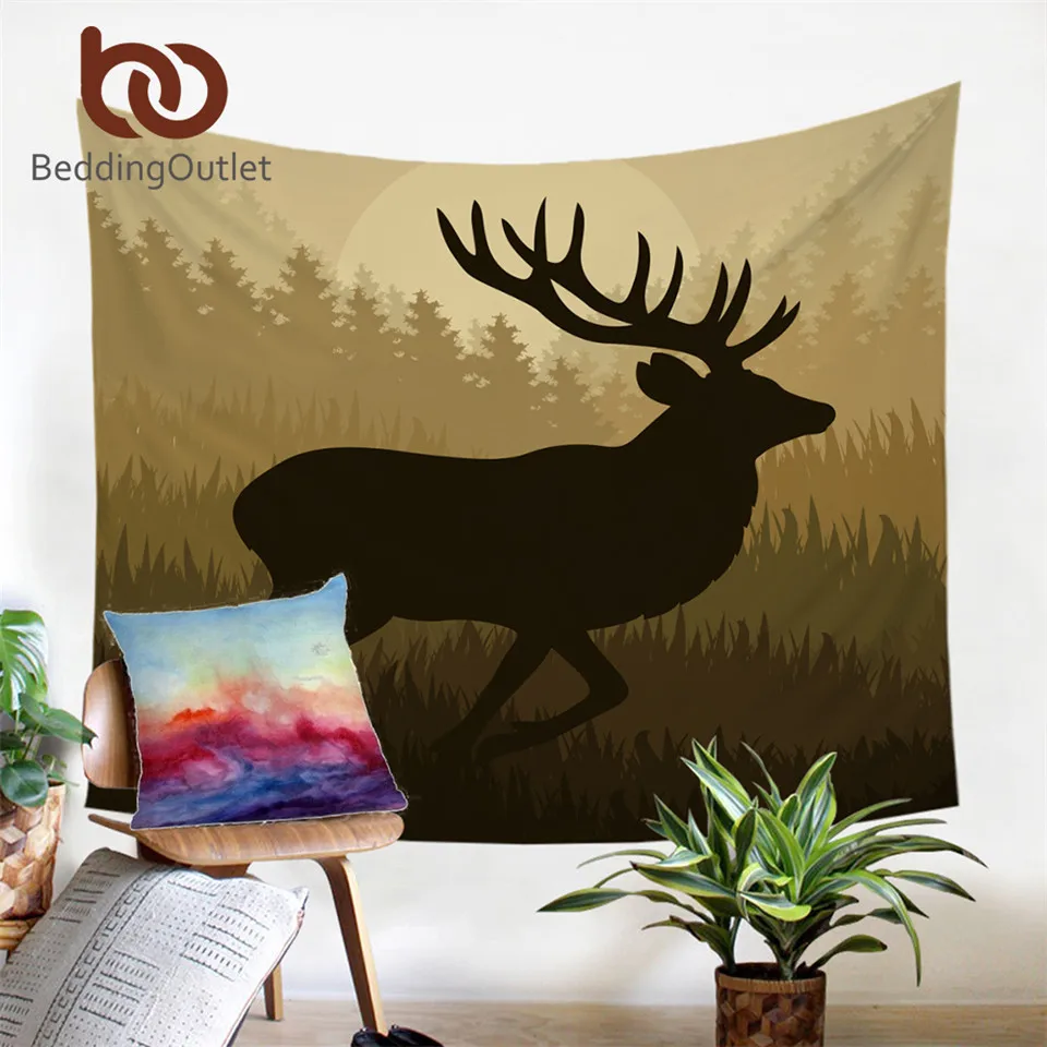 BeddingOutlet Deer Tapestry Forest Moose Wall Hanging Decorative Sheet Christmas Wall Art Animal Reindeer Bedspreads 150x200cm