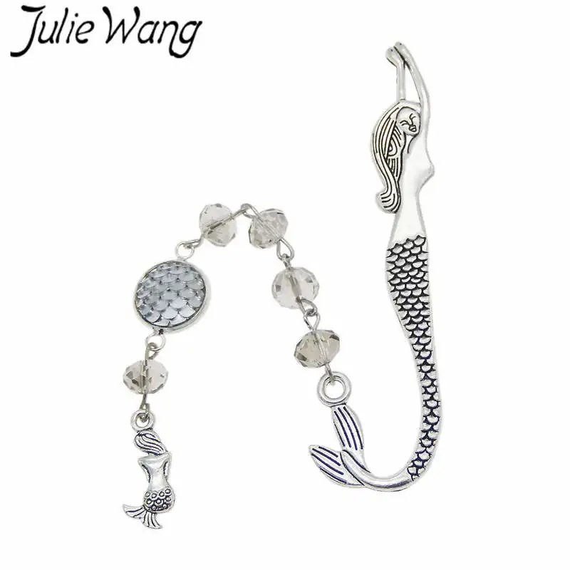 Julie Wang Mermaid Bookmark Charm For Reading Alloy Beautiful Rhinestone Resin Scale Nice Gift Book Page Marker