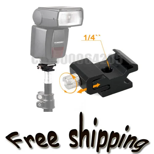 Free shipping  worldwide +tracking number 10pcs Hot Shoe Flash Stand Adapter with 1/4