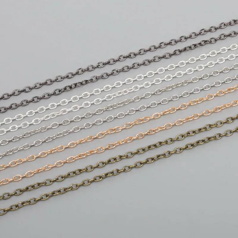 New 5m/lot Necklace Chains Rhodium/Silver/Gold/Gunmetal /Antique Bronze Plated Metal Iron Chain for DIY Jewelry Findings Making