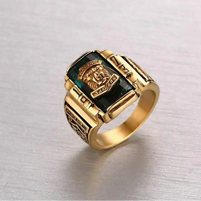 1PCSWalton Tiger Ring for Men  Vintage Rock Punk Style Gold Color Stainless Steel Jewelry Accessory