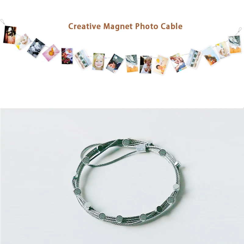 1.5Meter High Quality Silver Magnetic Cable Photo Card Holder With 8 Net Magnetic Buckle Image Magnet Anniversary Decorations