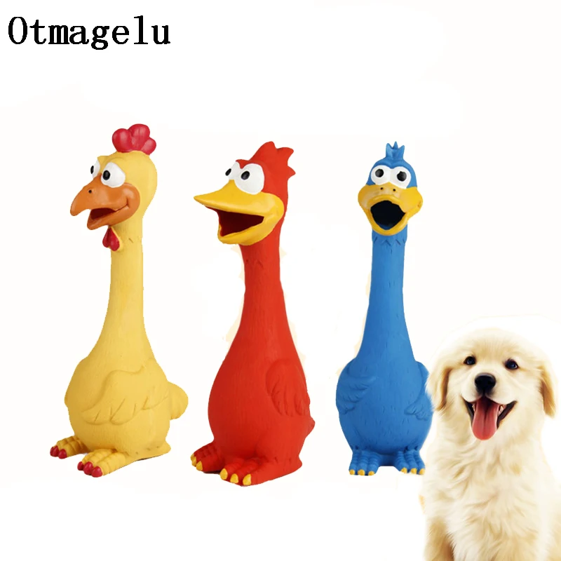 Lindo divertido pollo gritando grande/cachorro interactivo masticar despresurizar pollo perro juguete limpieza de dientes pequeño juguete chirriador para mascotas
