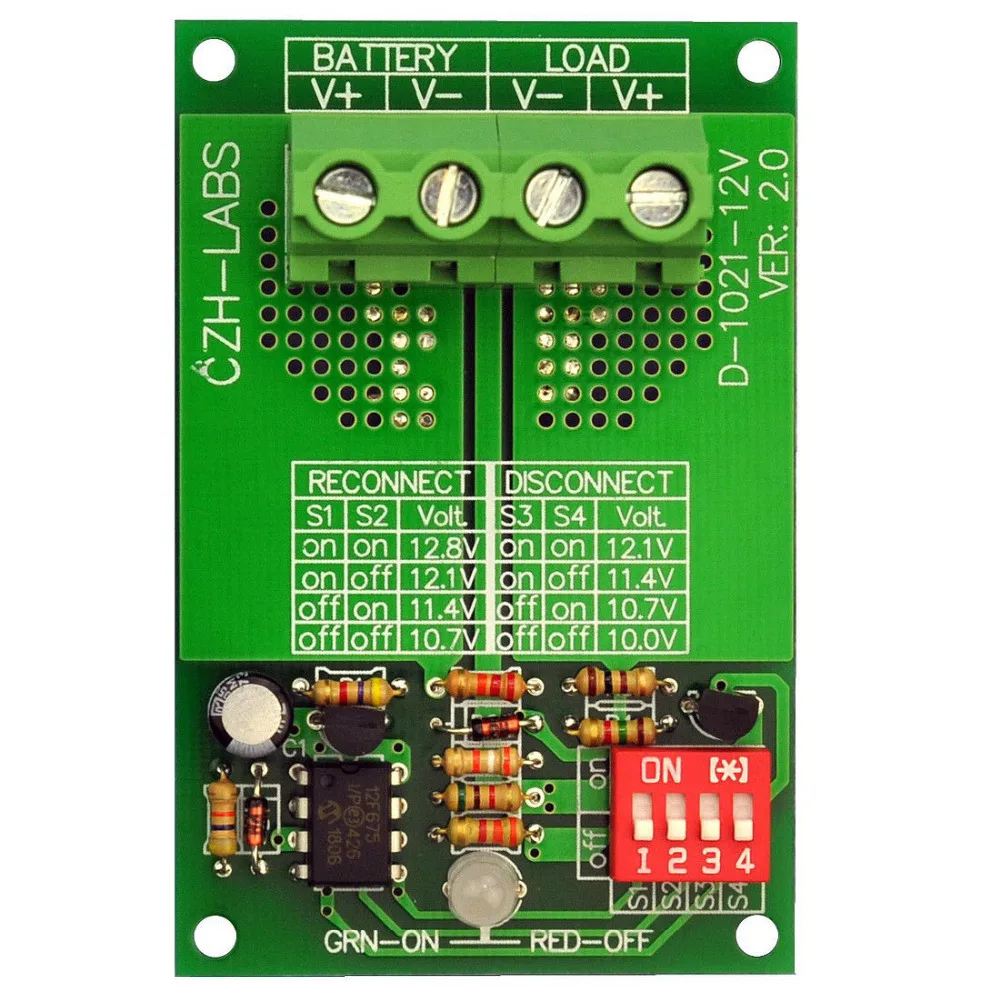 Low Voltage Disconnect Module LVD, 12V 30A, Protect/Prolong Battery Life.