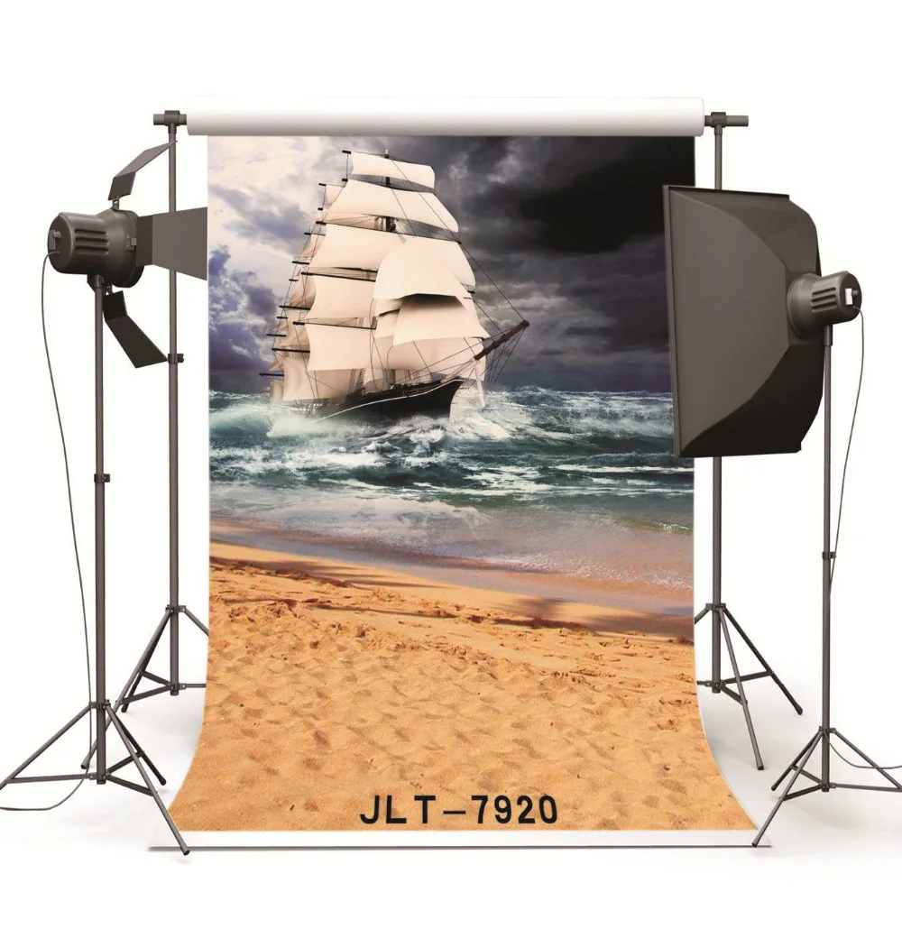 Photography Backdrops Photocall for Wedding Children Scenic Seaside Sailing Boat Vinyl Cloth Backgrounds for Photos