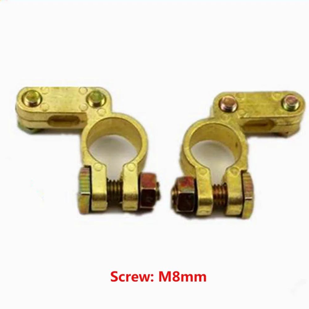 Set of 2 Zinc Alloy Copper Plating Car Battery Connector with M8mm Screw (+:19MM -:17MM)