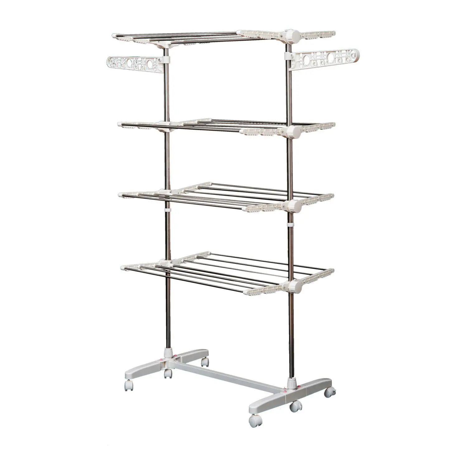 Homcom tendedero ple gable 4 niveles con 6 ruedas estantes acero 80-142x55x172 cm – Detail 11
