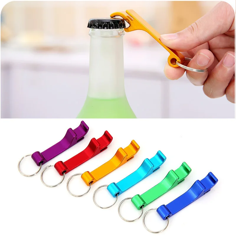 hot sell 2 in 1 Metal Bottle Opener Keychain Creative Portable Aluminum Alloy Can Tin Beer Beverage Opener