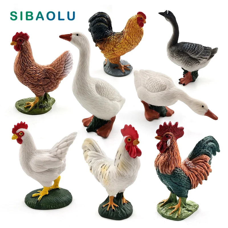 Farm animal model Artificial Chicken Duck Goose figurines Bonsai home decor miniature fairy garden decoration accessories modern