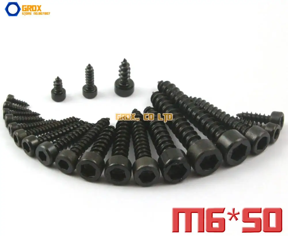 25 Pieces M6 x 50mm 8.8 Grade Alloy Steel Hexagon Socket Cap Head Self Tapping Screw Model Screw