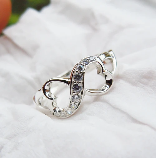 

Womens Solid 925Sterling Silver&CZ Stones Infinity Ring