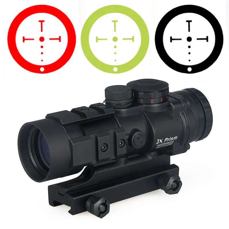 

Hunting airsoft AR-332 3x collimator rifle scope rugged and compace unique ballistic/CQ reticle fits 20mm rail gz10309