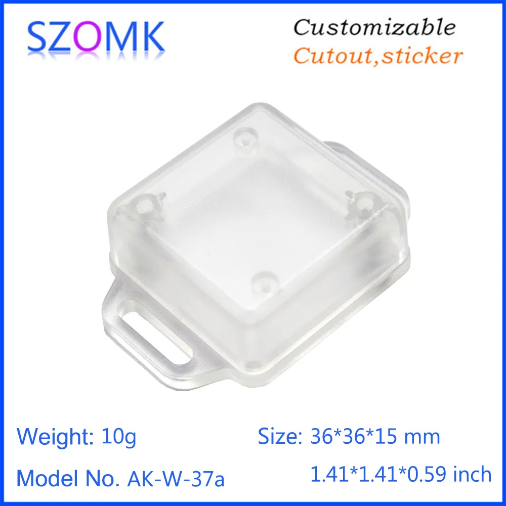 10Pcs 36*36*15mm customizable translucent plastic pcb instrument enclosure small junction box plastic control housing case