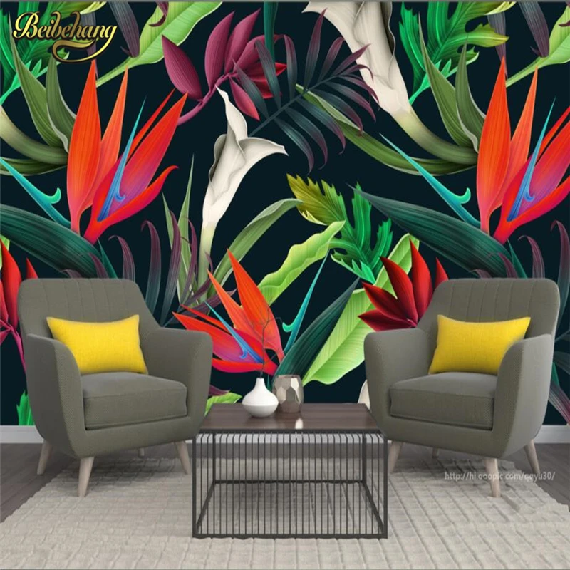 beibehang Custom Tropical plant flowers Photo Wallpaper Bedroom Living Room TV Backdrop papel de parede 3D Mural Wall paper roll