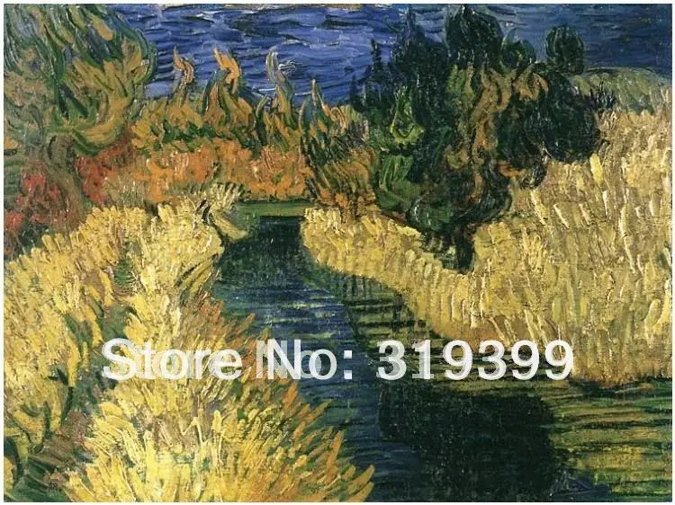 

100% handmade Vincent Van Gogh Oil Painting reproduction on linen canvas,The Little Stream,Museum quality, Free DHL Shipping