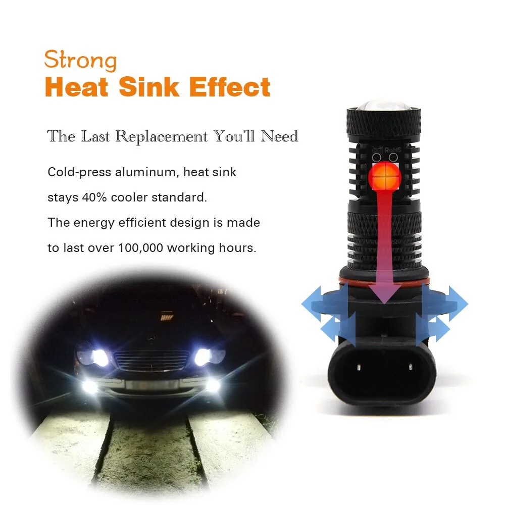 2pcs Dual Color H7 H11 H8  Led Fog Lamp Light 9005 9006 HB4 H16 5202 Driving Light  Auto running White Yellow Amber