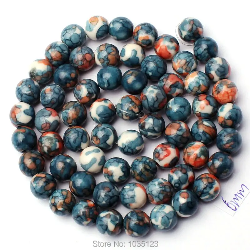 6mm Round Shape Mixed Color Stone DIY Loose Beads Strand 15