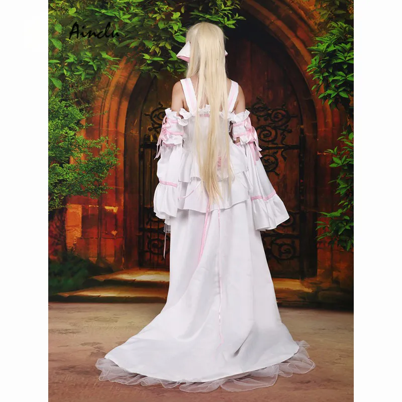 Vestido de Cosplay de lolita, vestido blanco de Lolita, Chobits Chii, Envío Gratis