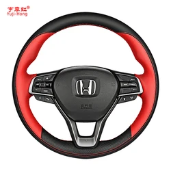 Yuji-Hong Artificial Leather Car Steering Wheel Covers Case for HONDA Accord 10 2018 2019 Black Micro-fiber Leather Cover