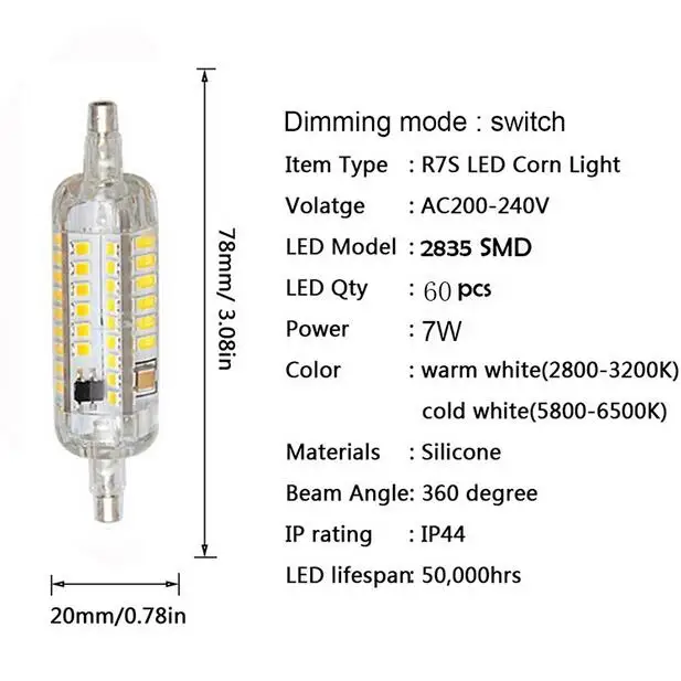 Led R7S Light Bulb 7W 15W 78mm 118mm Silicone R7S Led Lamp SMD2835 220V 110V 120V Lampada Led Replace Halogen Floodlight