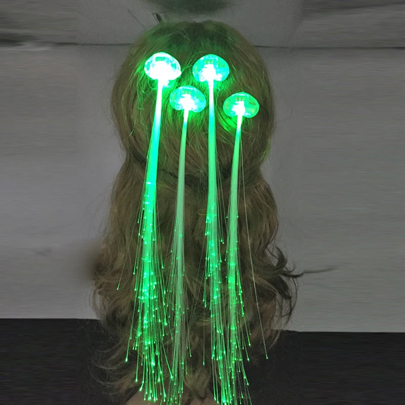 Fashion 12pcs Green Color LED Light Up Hair Braid Flash Hairpin For Party Show Luminous Headdress Dancing Party Christmas Props