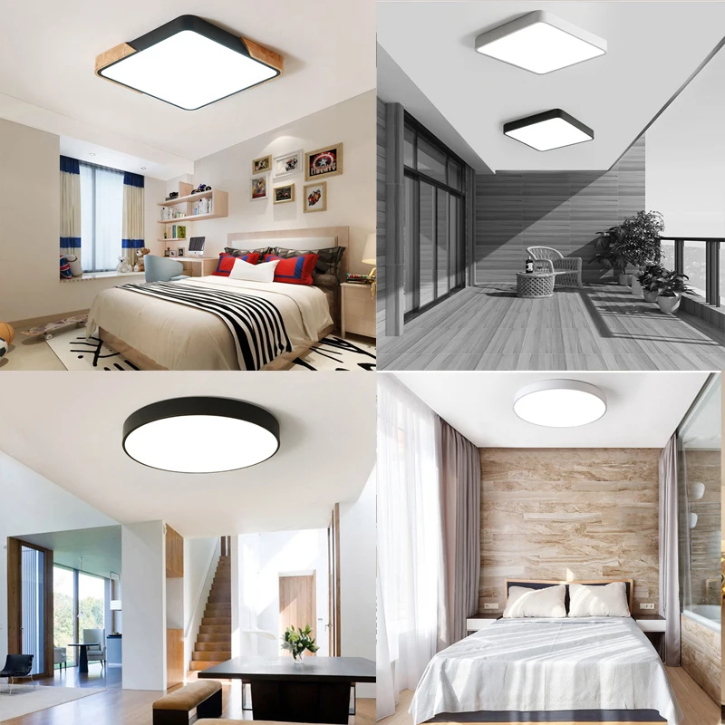 LED Ceiling Light With Remote Control Square Round Iron Kitchen Ceiling Chandelier Surface Mounted Ultrathin 5cm Home Decor Lamp