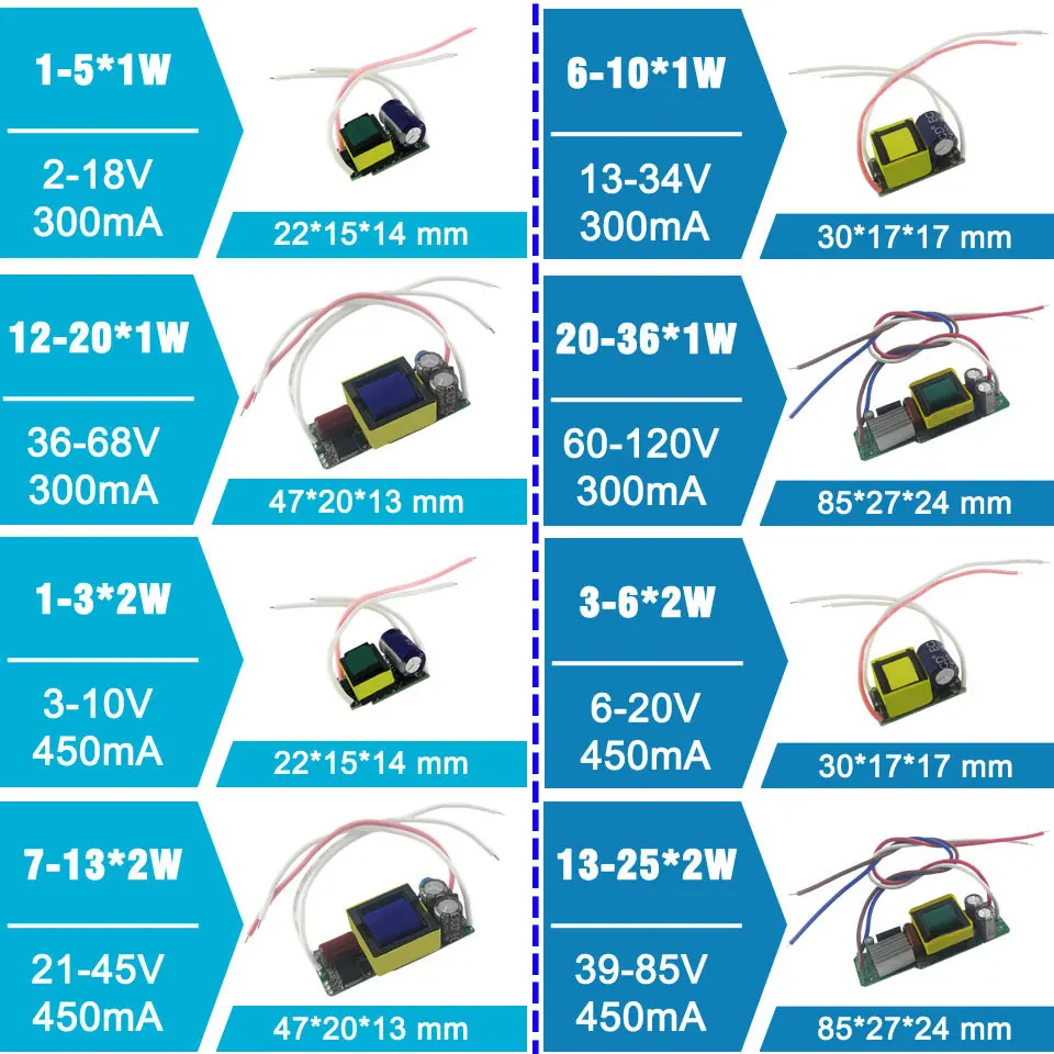 1W 3W 5W 10W 20W 30W 50W LED Driver Built-in Power Supply 300mA 450mA 600mA 900mA Lighting Transformers For DIY LED Bulb Light