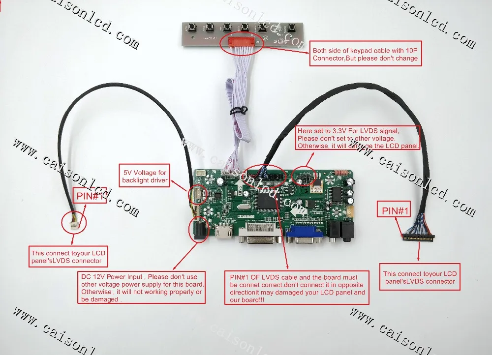 

NT68676LCD controller board support DVI VGA AUDIO for 7 inch LCD panel 800X480 G070Y2-L01