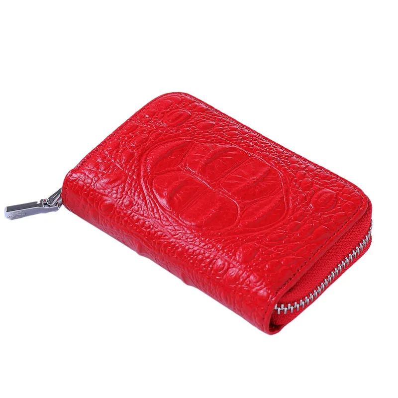 Fashion Women Credit Card Holder Genuine Leather Small Zipper Female Card Case Wallet