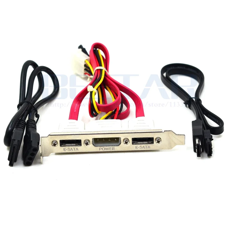 2 Ports SATA to eSATA + IDE 4 Pin Power PCI PC Computer Bracket Slot Cable 30cm 2ft External Set 3 in 1