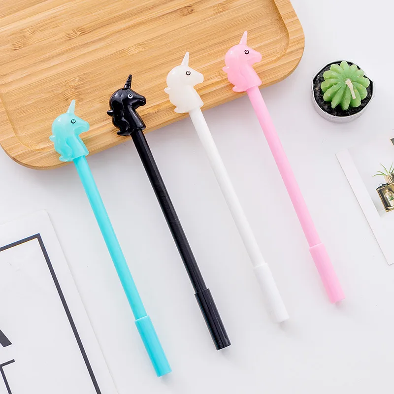 

24pcs/lot Creative Candy Color Unicorn Gel Pen 0.5mm Black Pen Signature Pen Student Prize Office Stationery School