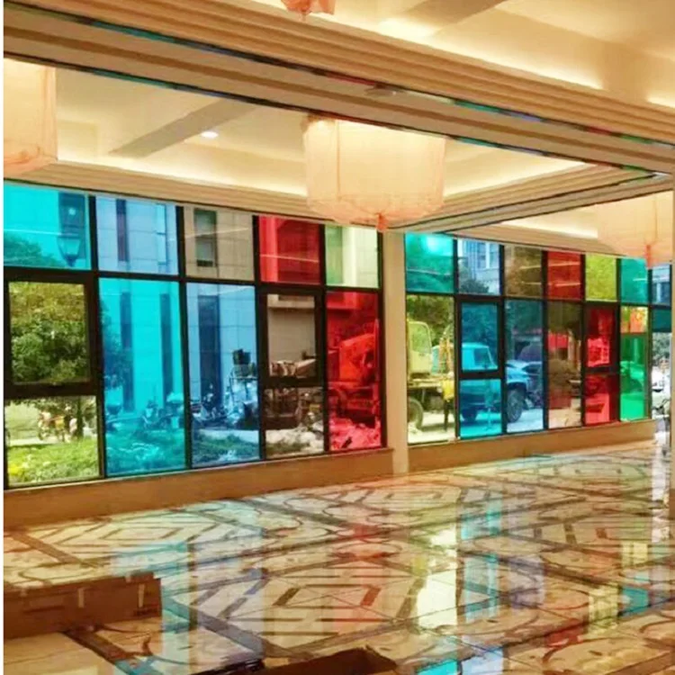 Colored glass film window stickers unidirectional transparent sunscreen shading insulated sliding door decorated