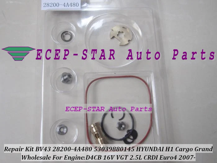 Turbo Repair Kit rebuild BV43 28200-4A480 53039880145 Turbocharger For HYUNDAI H-1 Cargo Travel Grand Starex CRDI D4CB 16V 2.5L