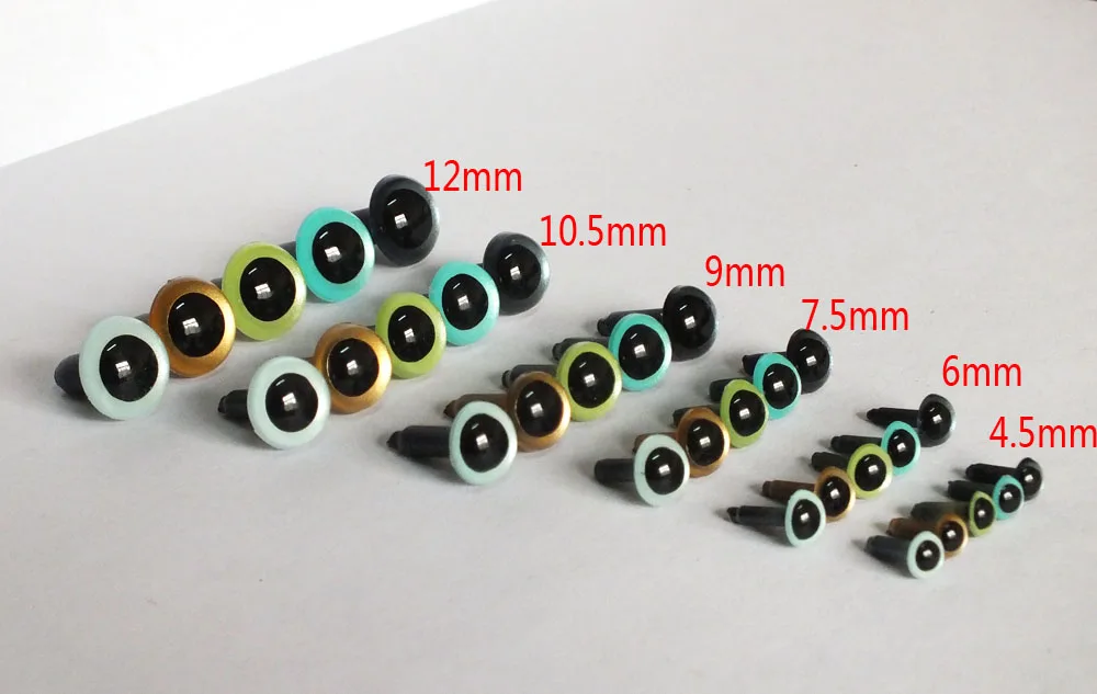 4.5-12mm mixed size mixed color pearl color round pupil toy safety eyes with Metal washer