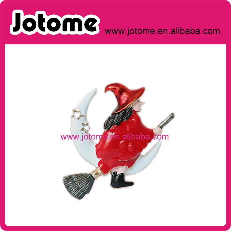 

Christmas Enamel Witch Christmas Brooch For Party Cheap Red Rhinestone Christmas Brooches