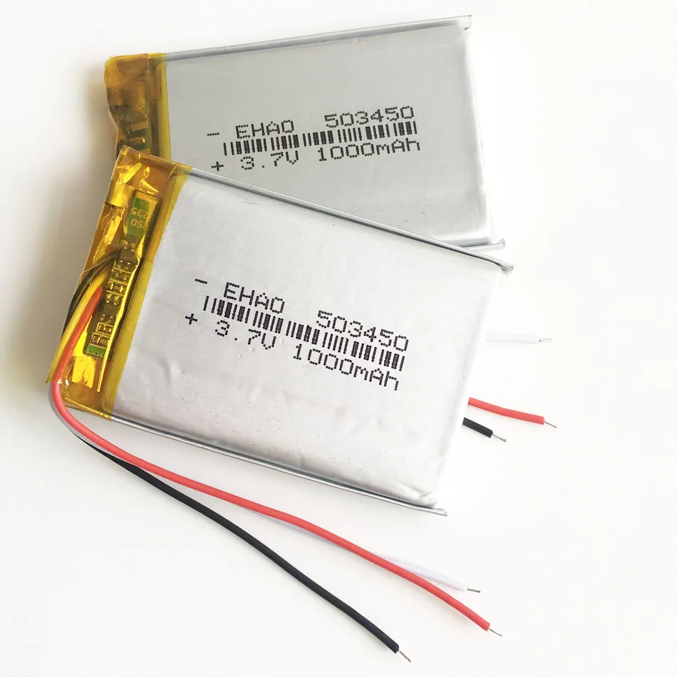 10 szt. 3.7V 1000mAh litowo-polimerowa LiPo akumulator 503450 3 przewody do Mp3 DVD PAD kamera do rejestracji wideo telefon komórkowy Speake